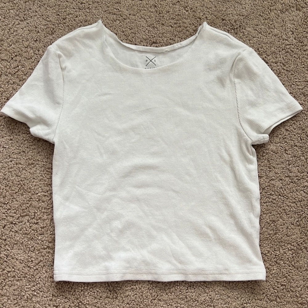 White Cropped Tee